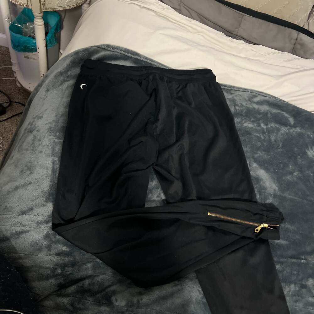 Zyia Active Black Peak Zipper Joggers with Gold Ankle Zips